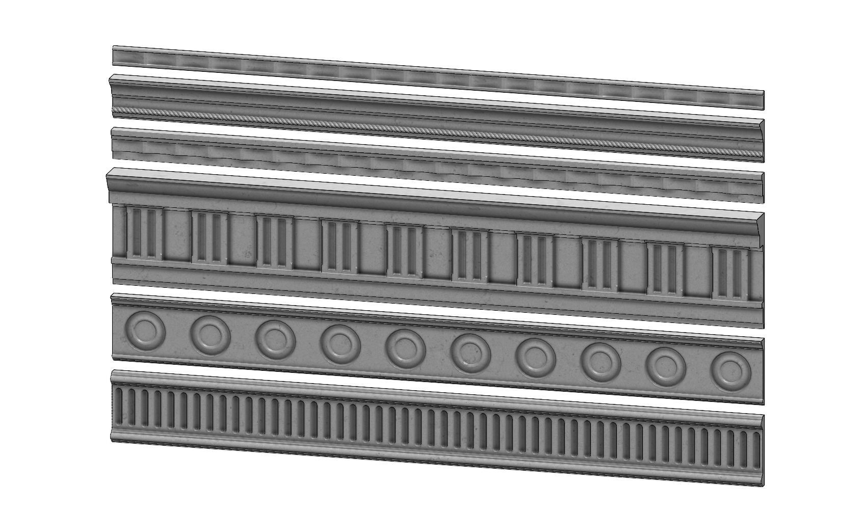 6 classical friezes for plaster and wood workings 3D model 3D printable ...