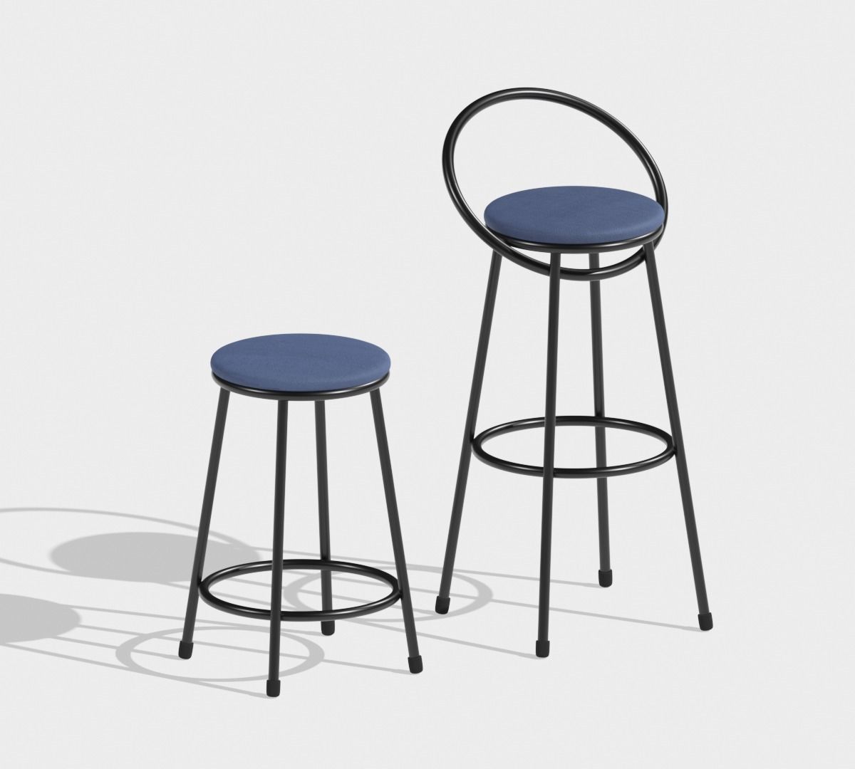 3D A pair of bar chairs blue and black CGTrader