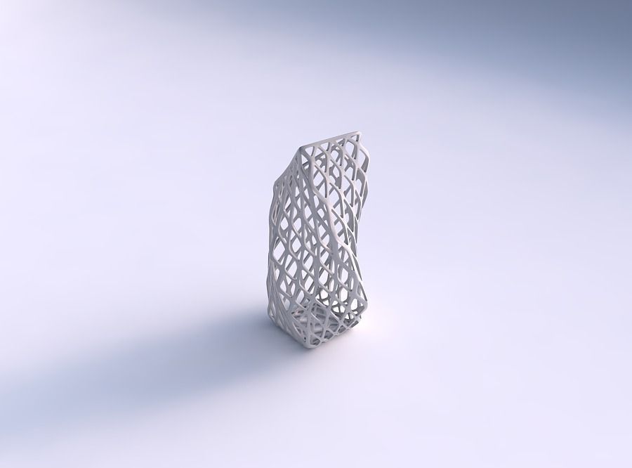 Vase twisted bent quadratic with diagonal grid lattice 3D print model