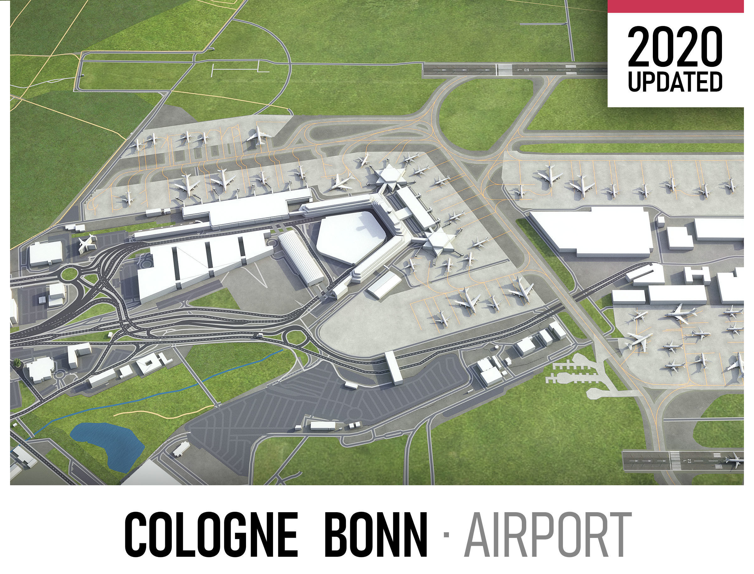 3D model Cologne Bonn Airport CGN VR / AR / lowpoly MAX OBJ FBX C4D