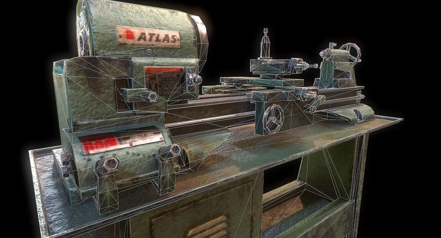 3D model Metalworking lathe machine WWII VR / AR / lowpoly CGTrader