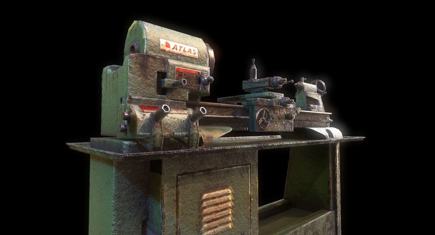 3D model Metalworking lathe machine WWII VR / AR / lowpoly CGTrader