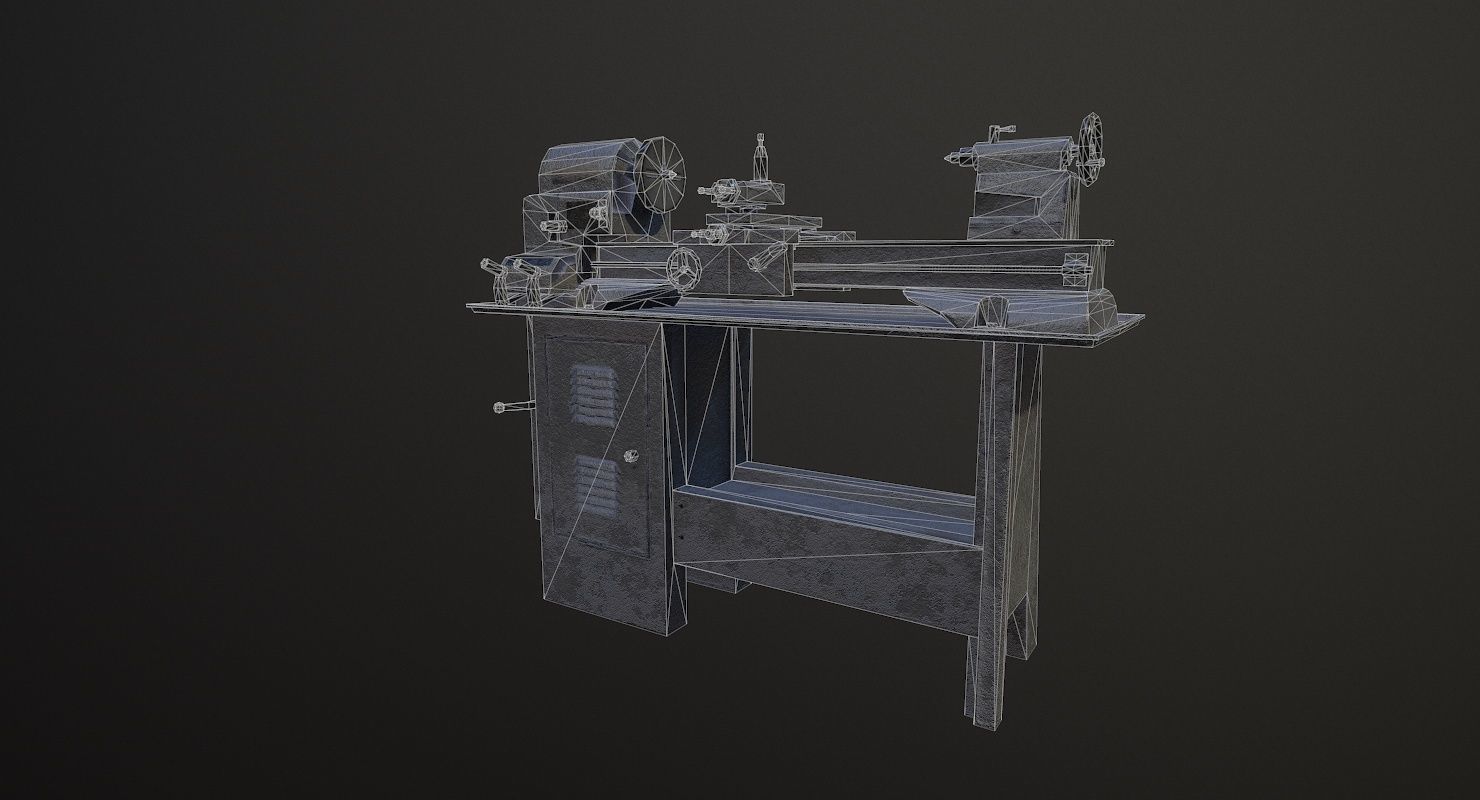 3D model Metalworking lathe machine WWII VR / AR / lowpoly CGTrader