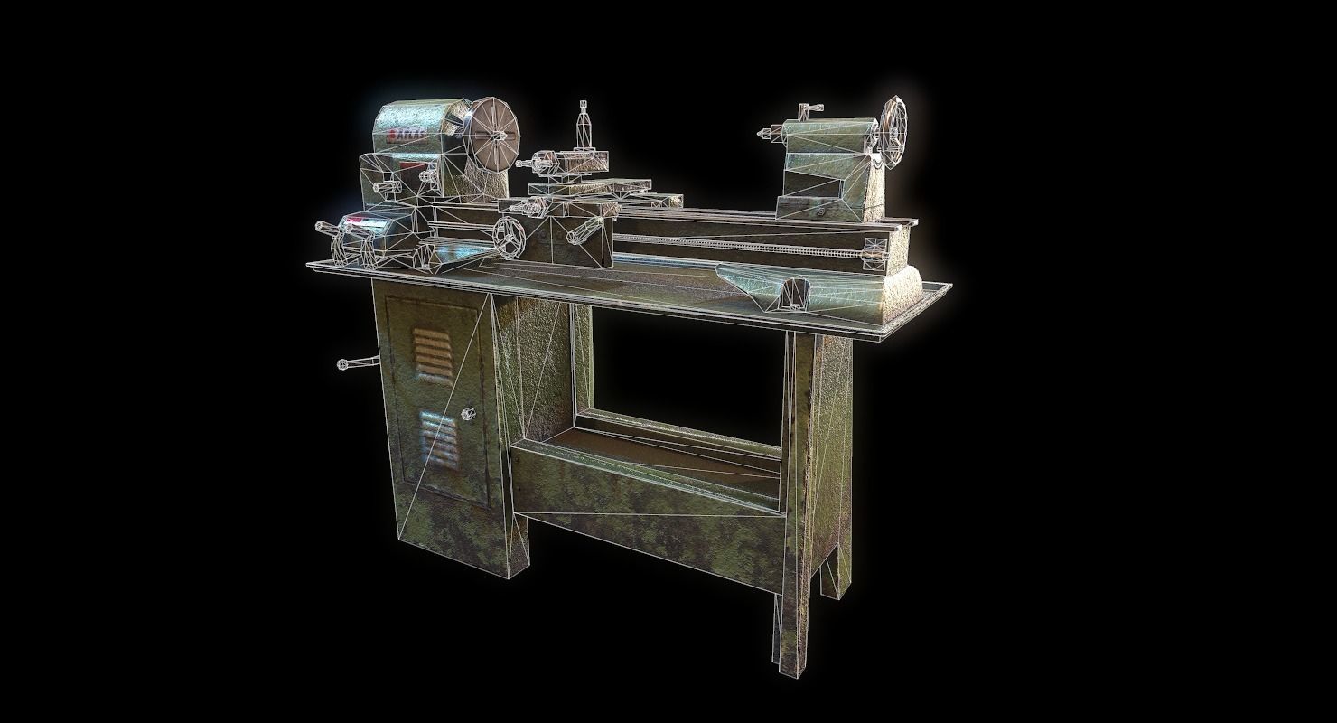 3D model Metalworking lathe machine WWII VR / AR / lowpoly CGTrader