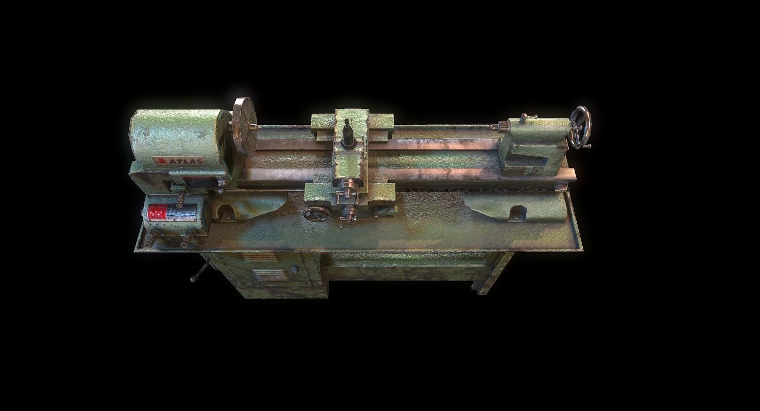 3D model Metalworking lathe machine WWII VR / AR / lowpoly CGTrader