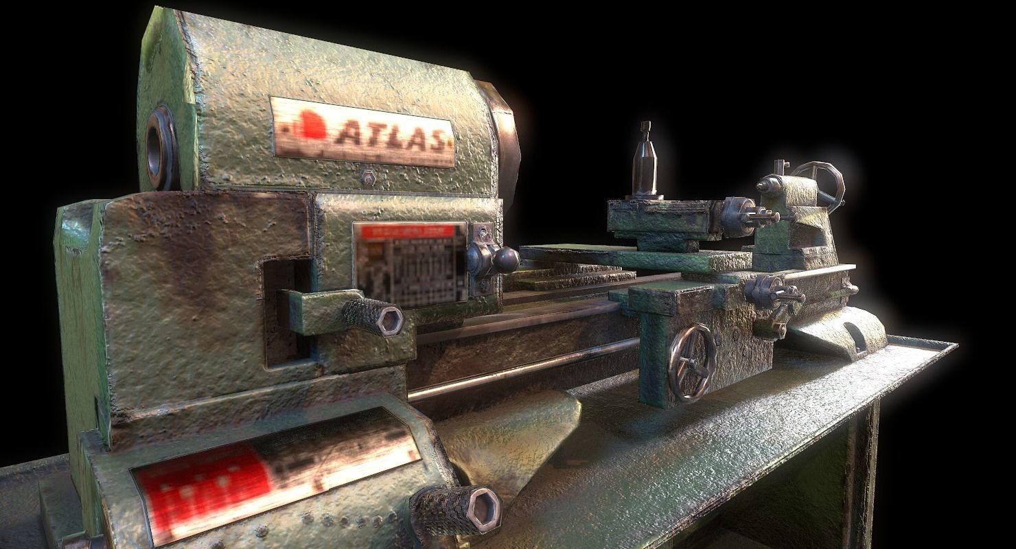3D model Metalworking lathe machine WWII VR / AR / lowpoly CGTrader