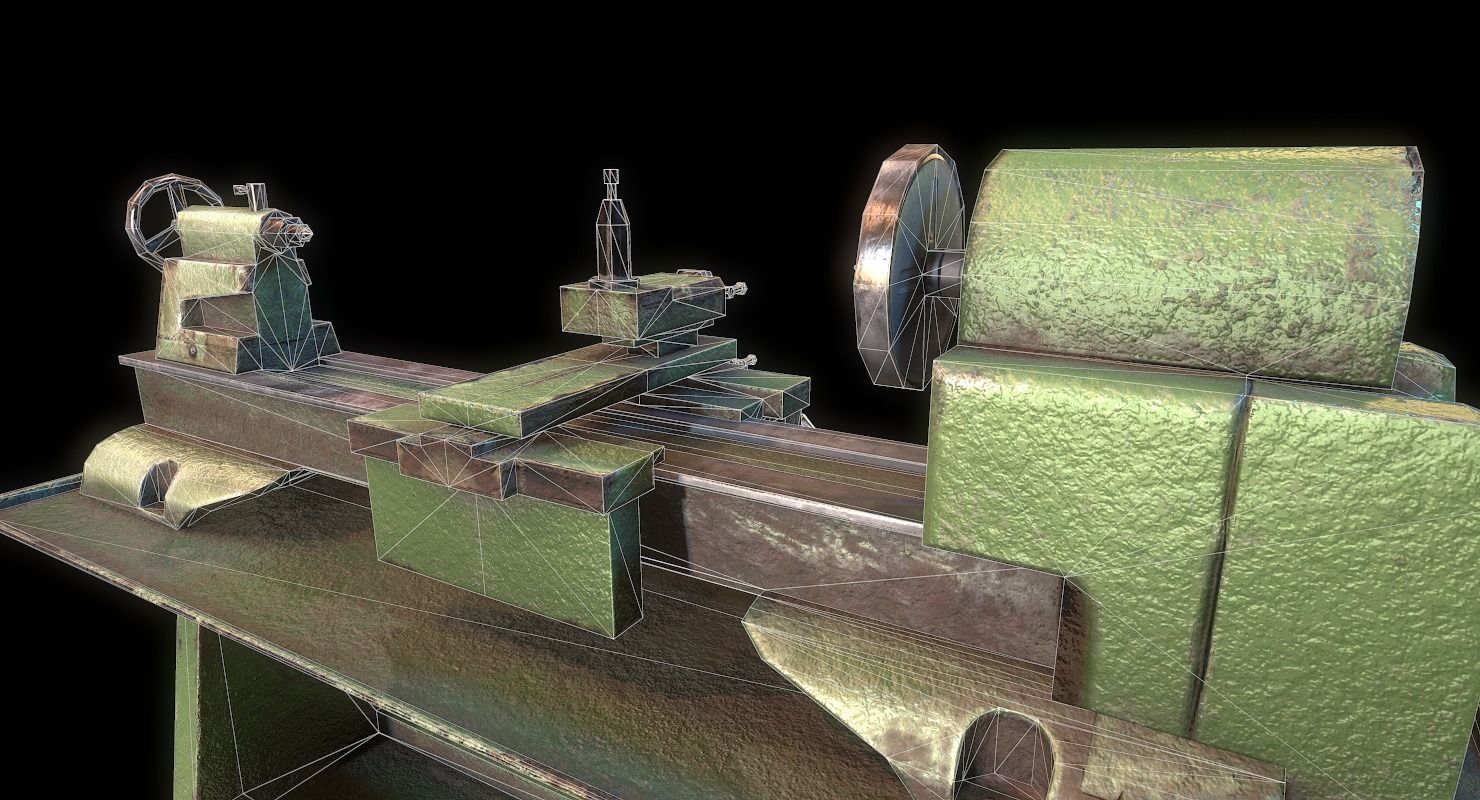 3D model Metalworking lathe machine WWII VR / AR / lowpoly CGTrader