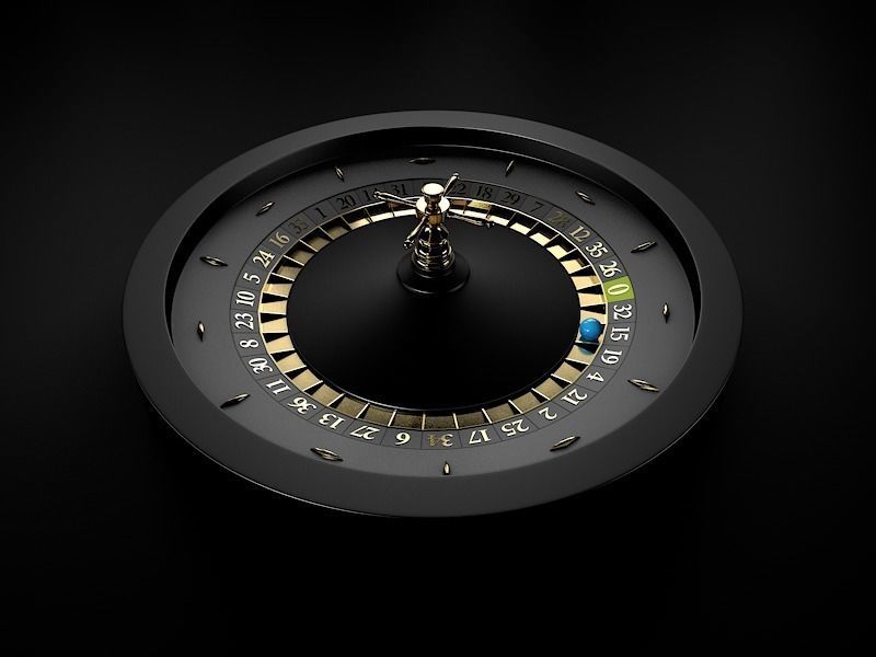Black Casino Roulette Wheel with a blue ball