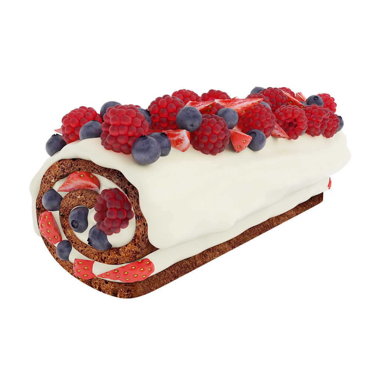 Berry chocolate cake roll