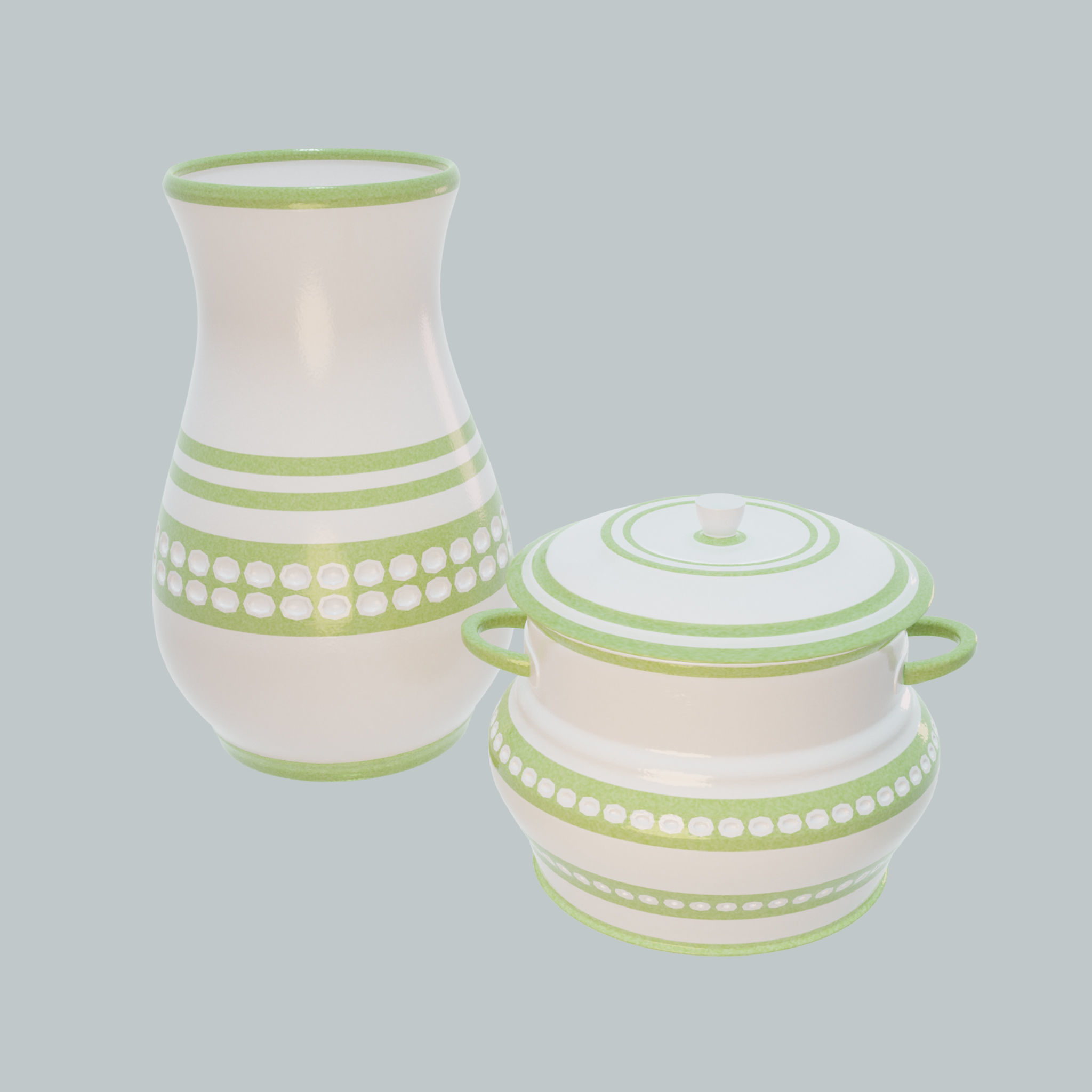 Tableware set green 3D model CGTrader