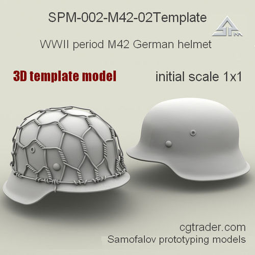 SPM-002-M42-02Template WWII period M42 German helmet 3D model
