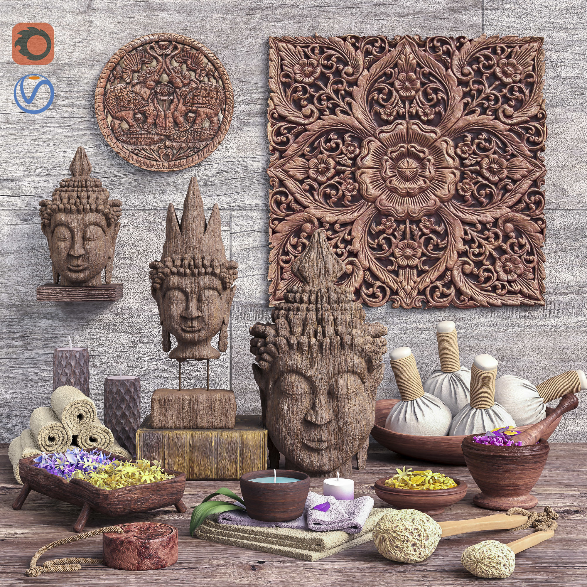 Set for spa and bath set 2 3D model