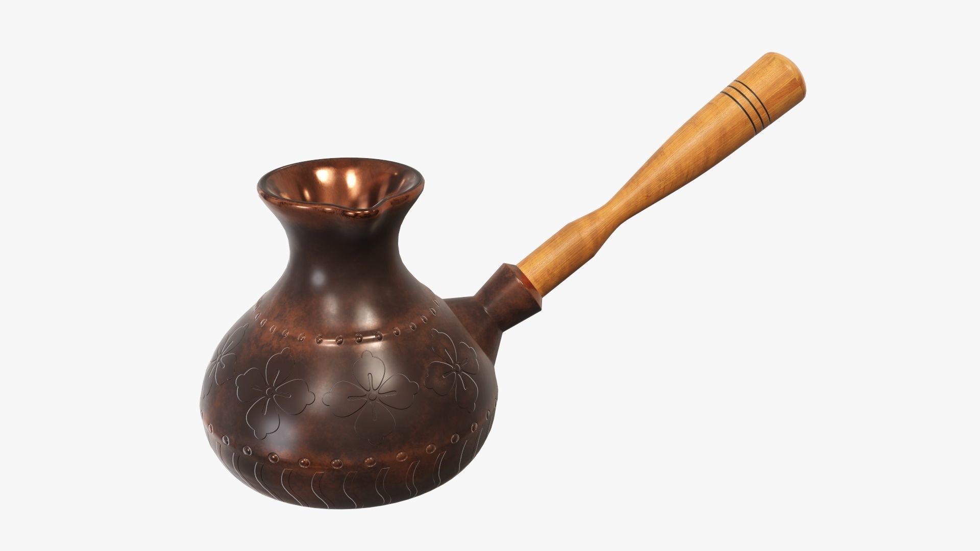 Coffee pot with handle from wood