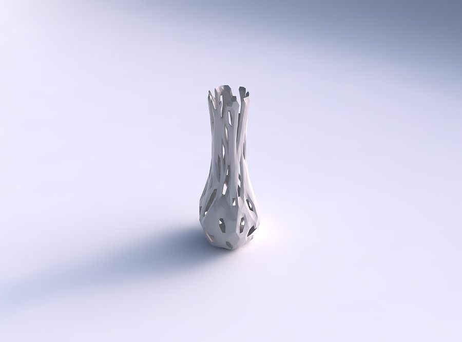 Vase larger opening hexagon with faceted cuts 3D print model