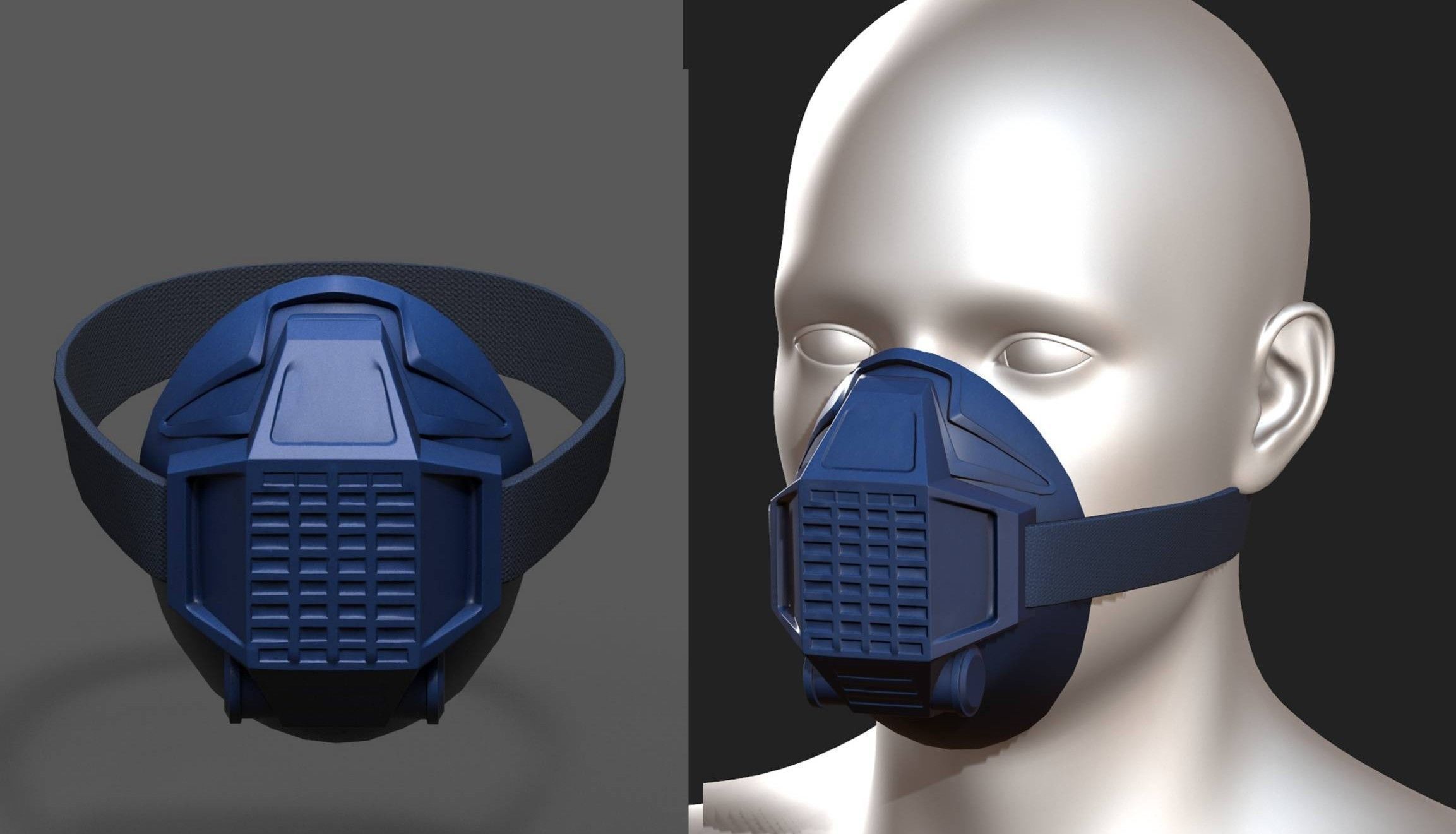 Gas mask respirator blue plastic