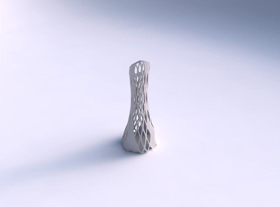 Vase squeezed and bent hexagon with diagonal grid lattice 3 3D print model
