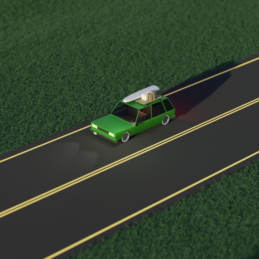 Low Poly Station Wagon Road Trip
