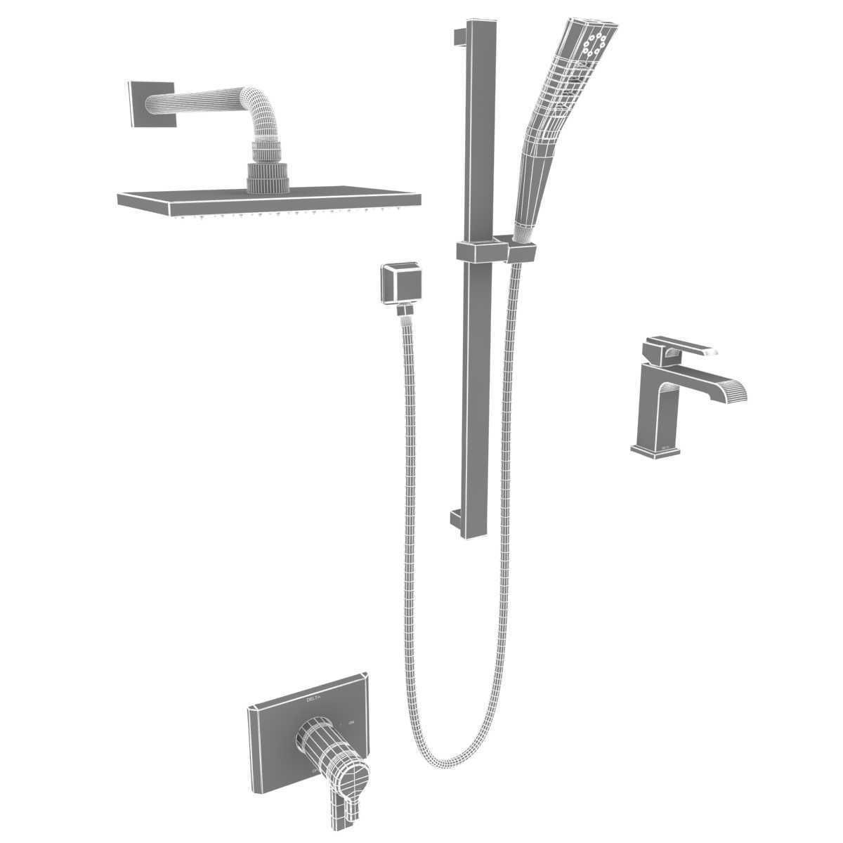 Delta bath fixtures 3D model CGTrader