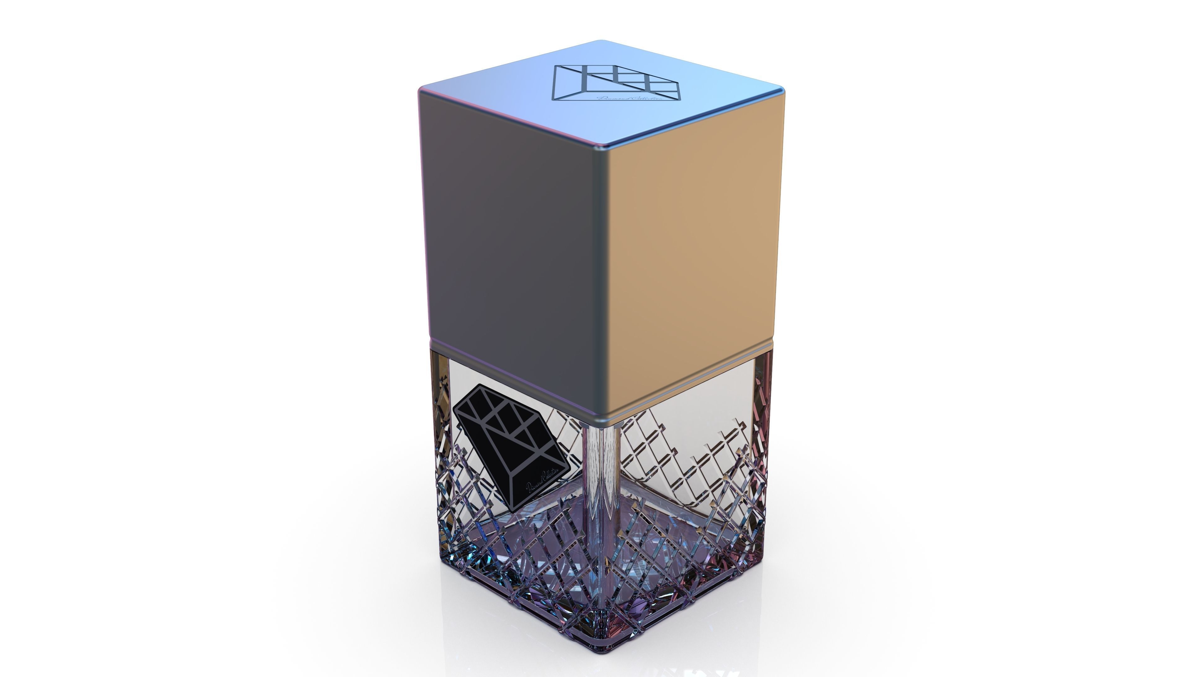 Diamond cosmetics bottle - 42x42 mm - V - 45 mL