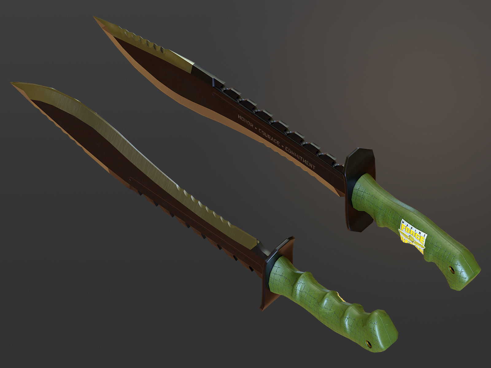 3D model USMC Marine Kukri Knife VR / AR / lowpoly CGTrader