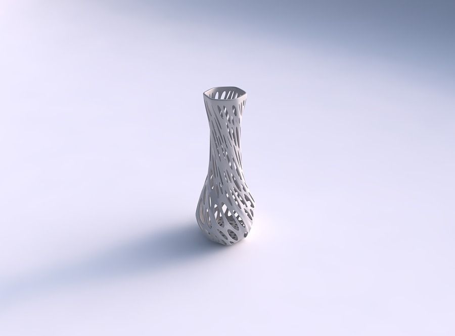 Vase twisted larger opening hexagon with smooth organic lattice 3D print model