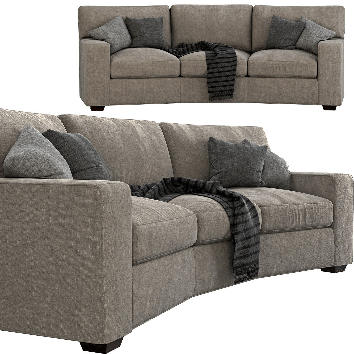 Arhaus Brentwood Square Wedge Sofa 3D model CGTrader