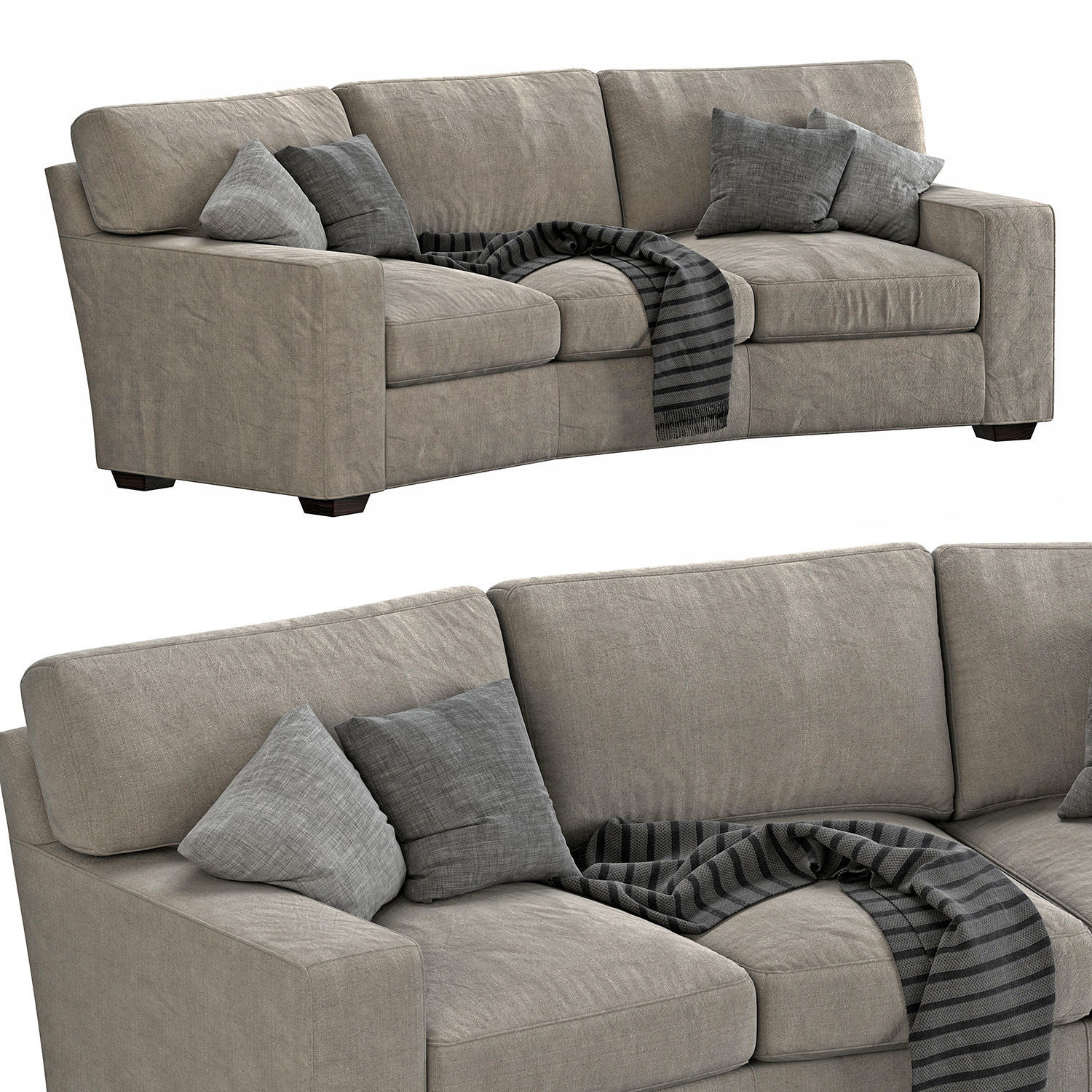 Arhaus Brentwood Square Wedge Sofa 3D model CGTrader