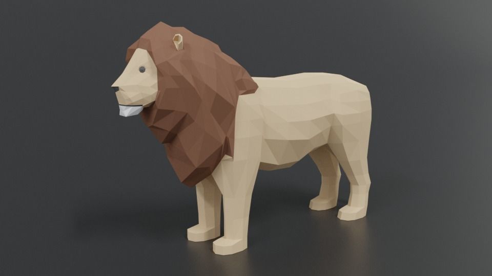 3D model Low Poly Cartoon Male Lion CGTrader