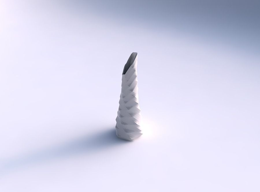 Vase twisted top bent hexagon with sections and twisted lines 3D print model