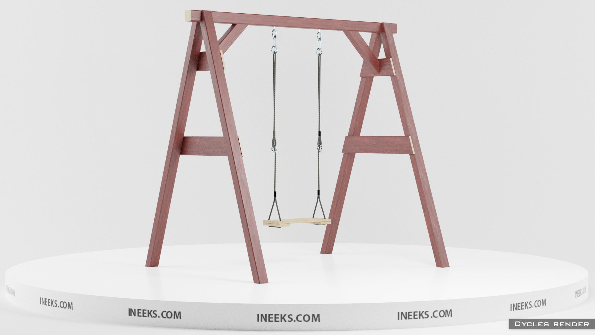 Classic wooden swing set with ropes