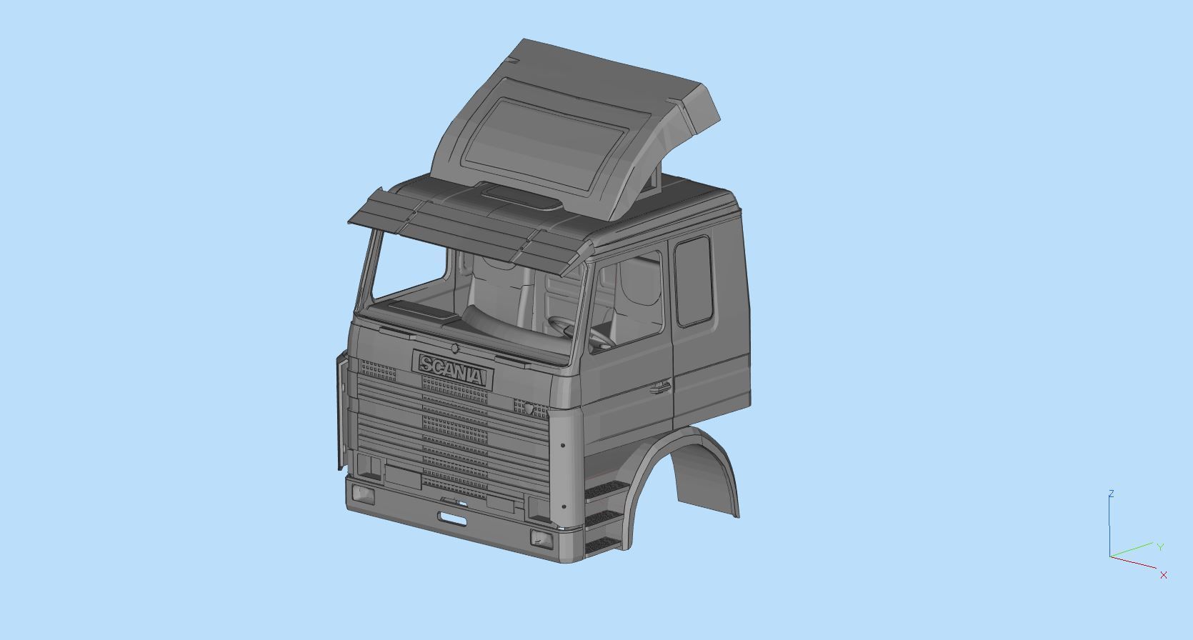 Scania 113m Cabin stl files for 3d printing rc car bodies