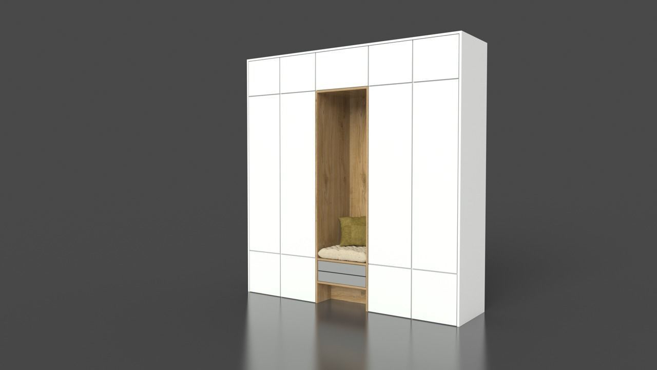 White Wood Wardrobe with sitting