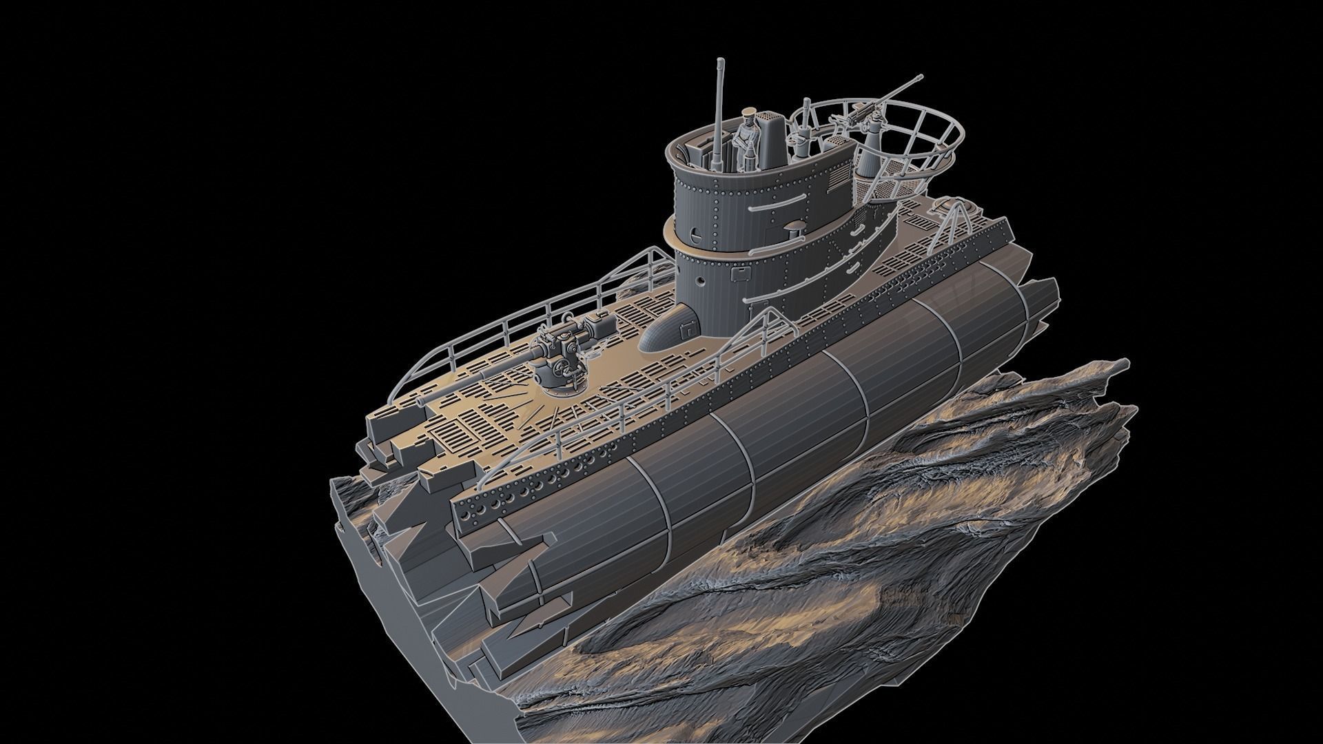 3d Print Model Submarine U Boot Diorama Cgtrader