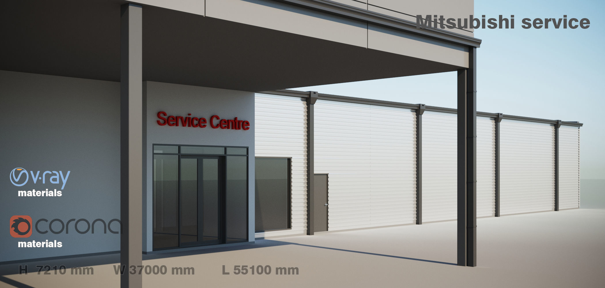 Mitsubishi service building 3D model | CGTrader