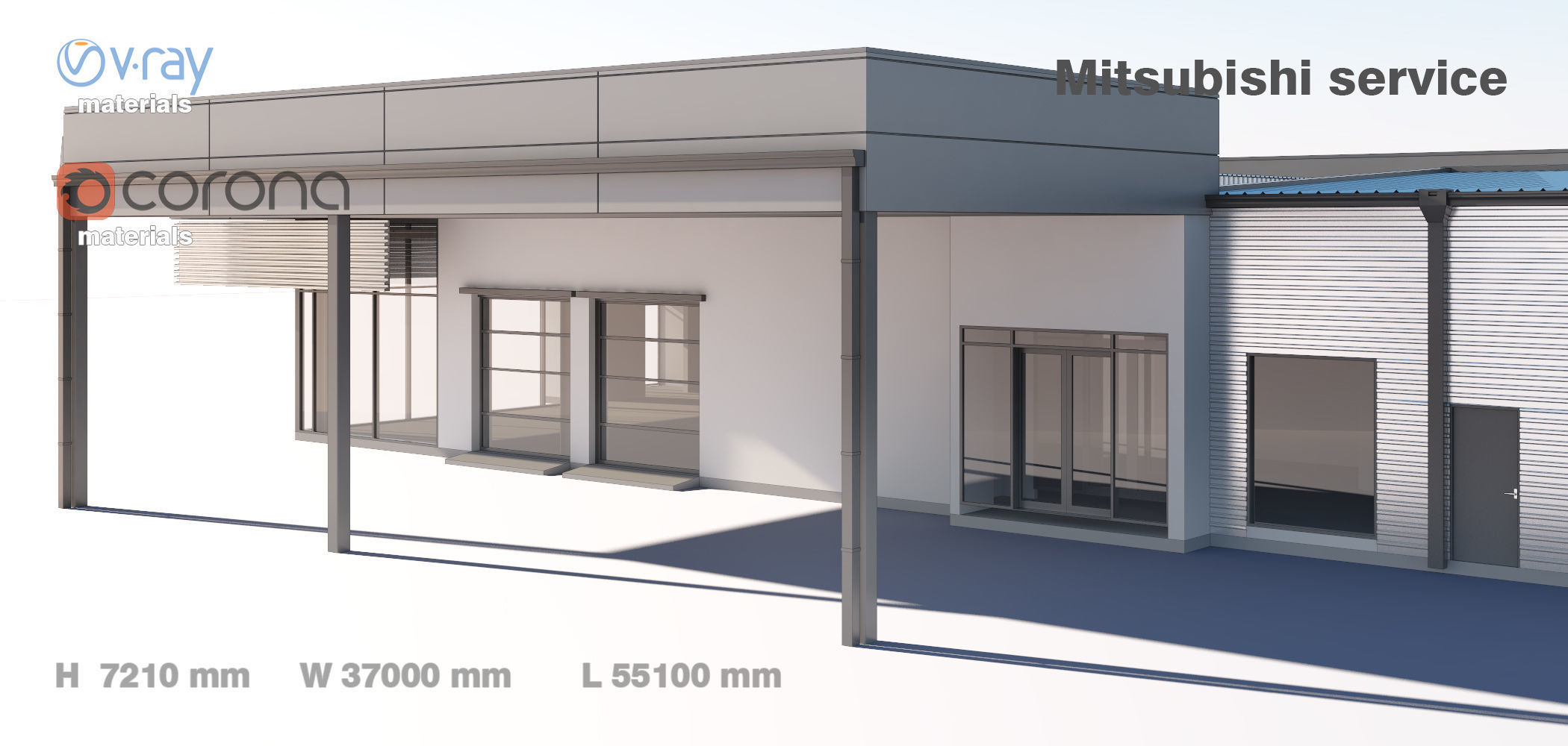 Mitsubishi service building 3D model | CGTrader
