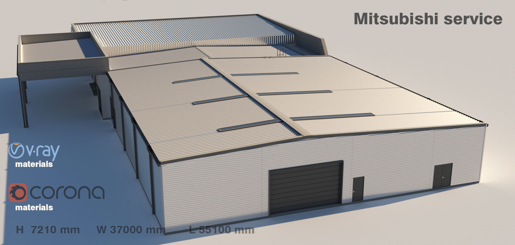 Mitsubishi service building 3D model | CGTrader