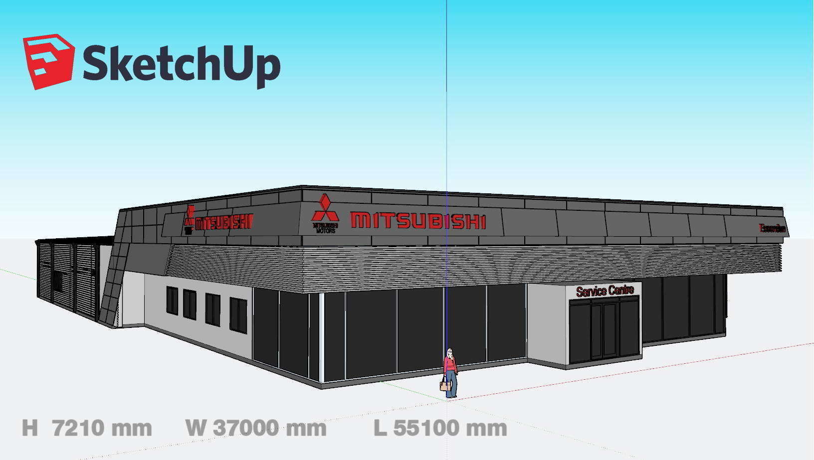 Mitsubishi service building 3D model | CGTrader
