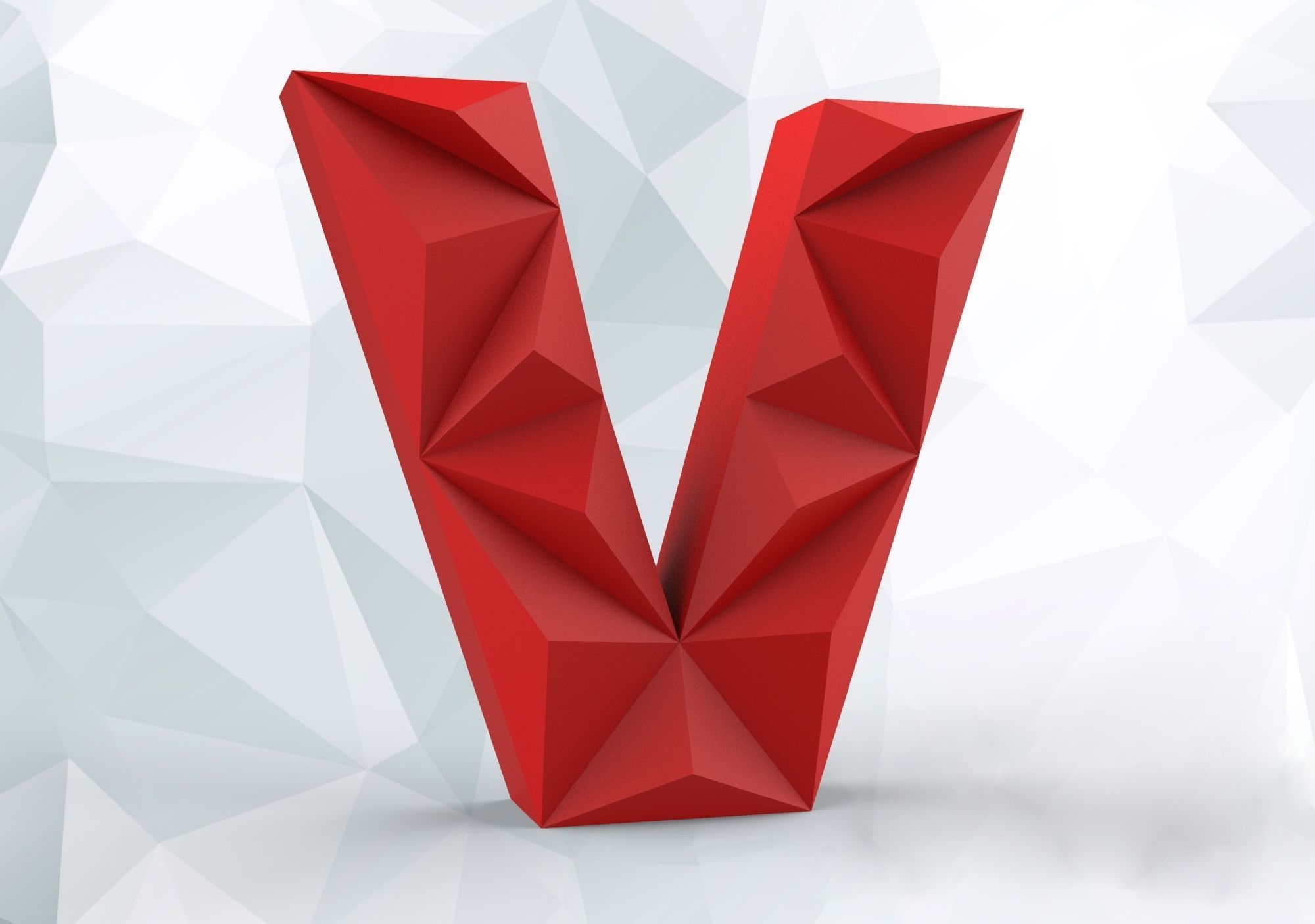 Lowpoly letter V 3D model 3D printable CGTrader