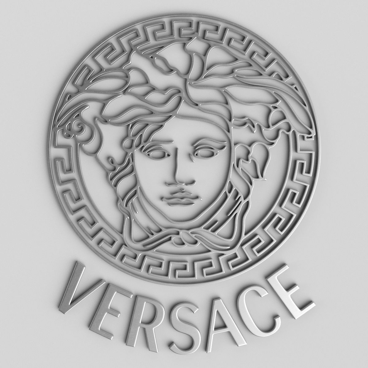 gold 3D Versace Cast Metal Label | CGTrader