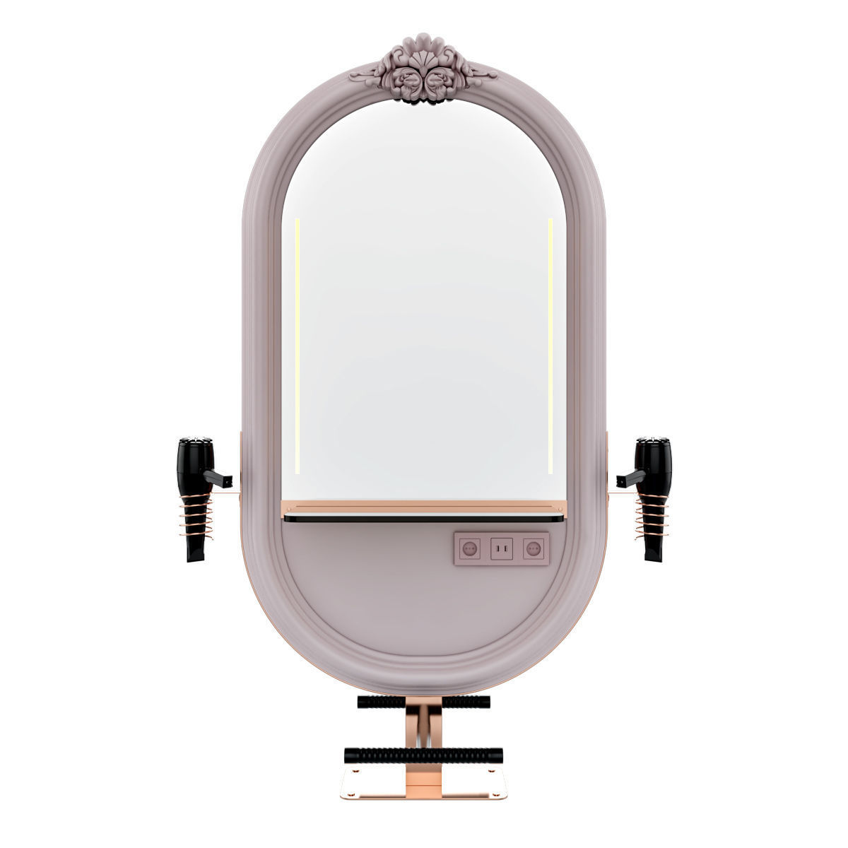 hairdresser table mirror pink rose 3D model CGTrader
