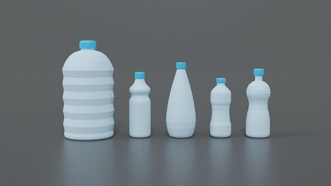 Low Poly Cartoon Water Bottles Low-poly 3D model