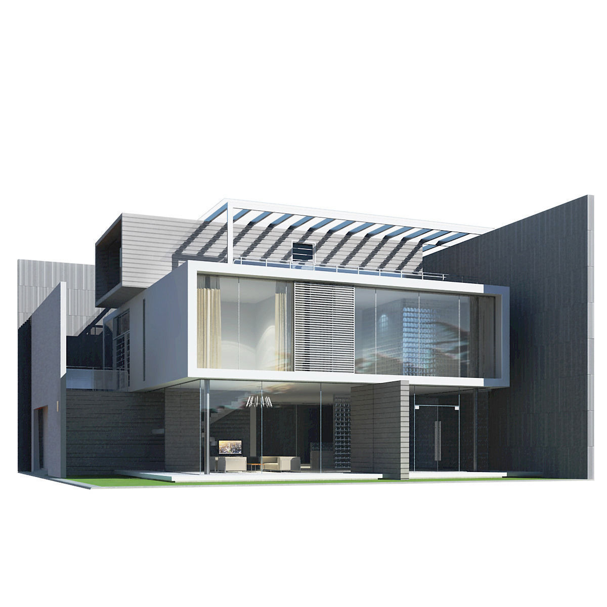 Modern House 3D Model MAX OBJ 3DS FBX CGTrader com