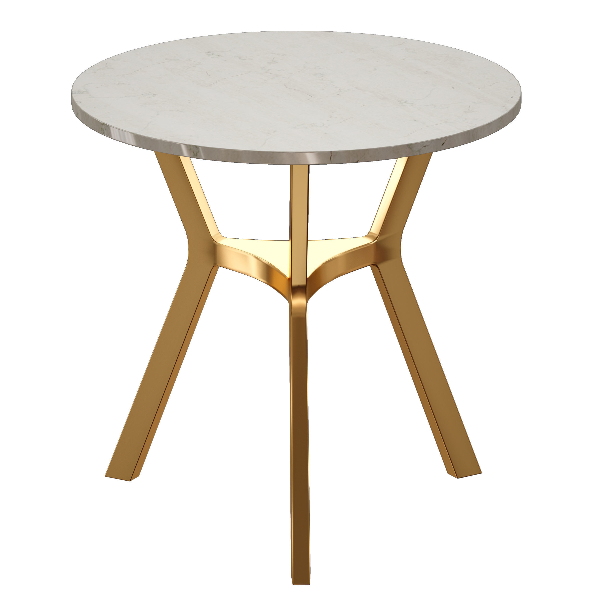 Elke Round Brown Marble End Table with Brass Base 3D model CGTrader