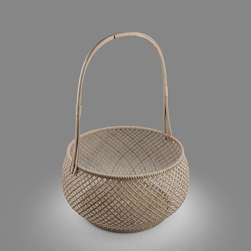 Woven Basket 9 with PBR texture 3D model