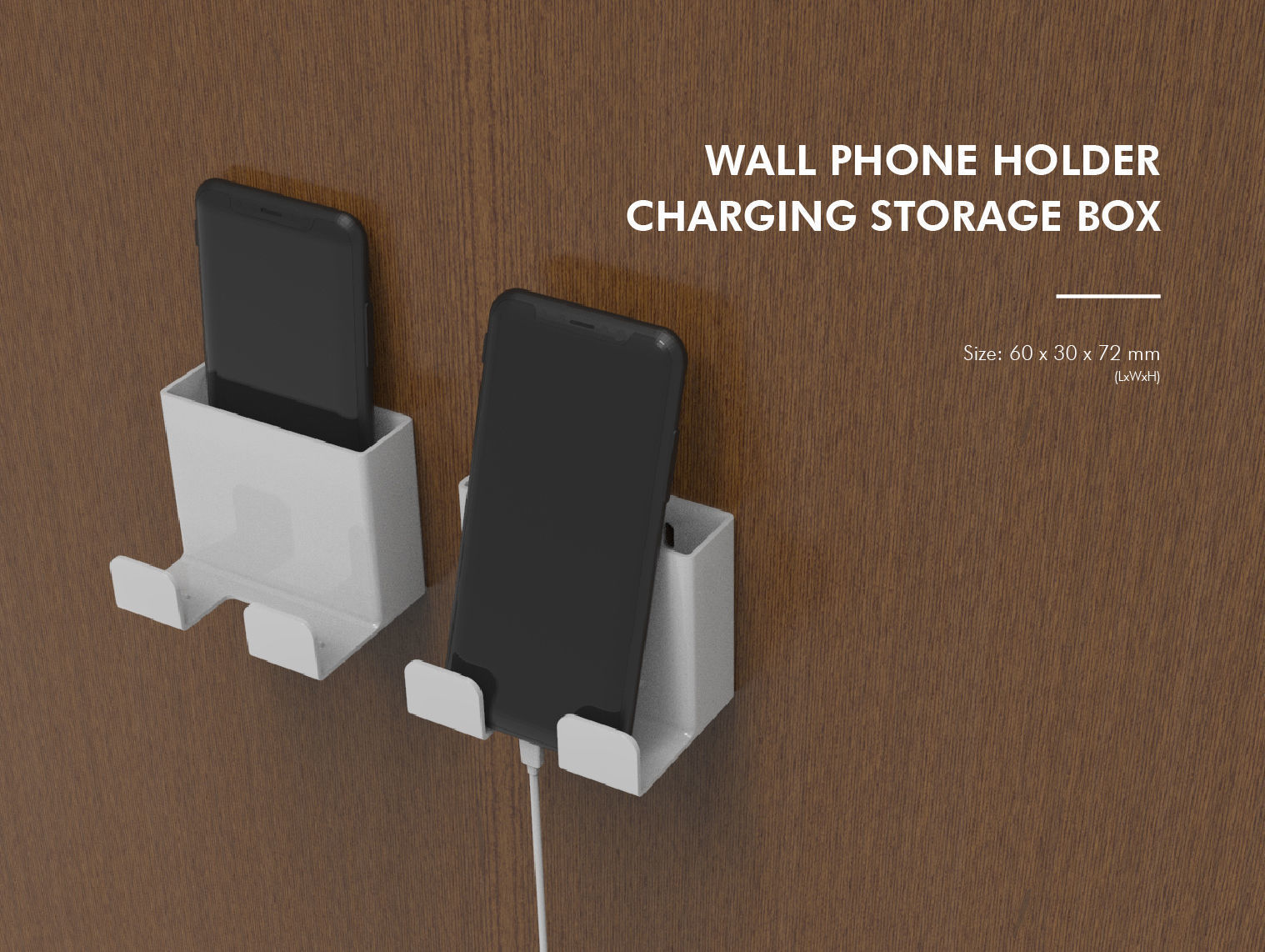 Wall Phone Holder Charging Storage Box free 3D model 3D printable