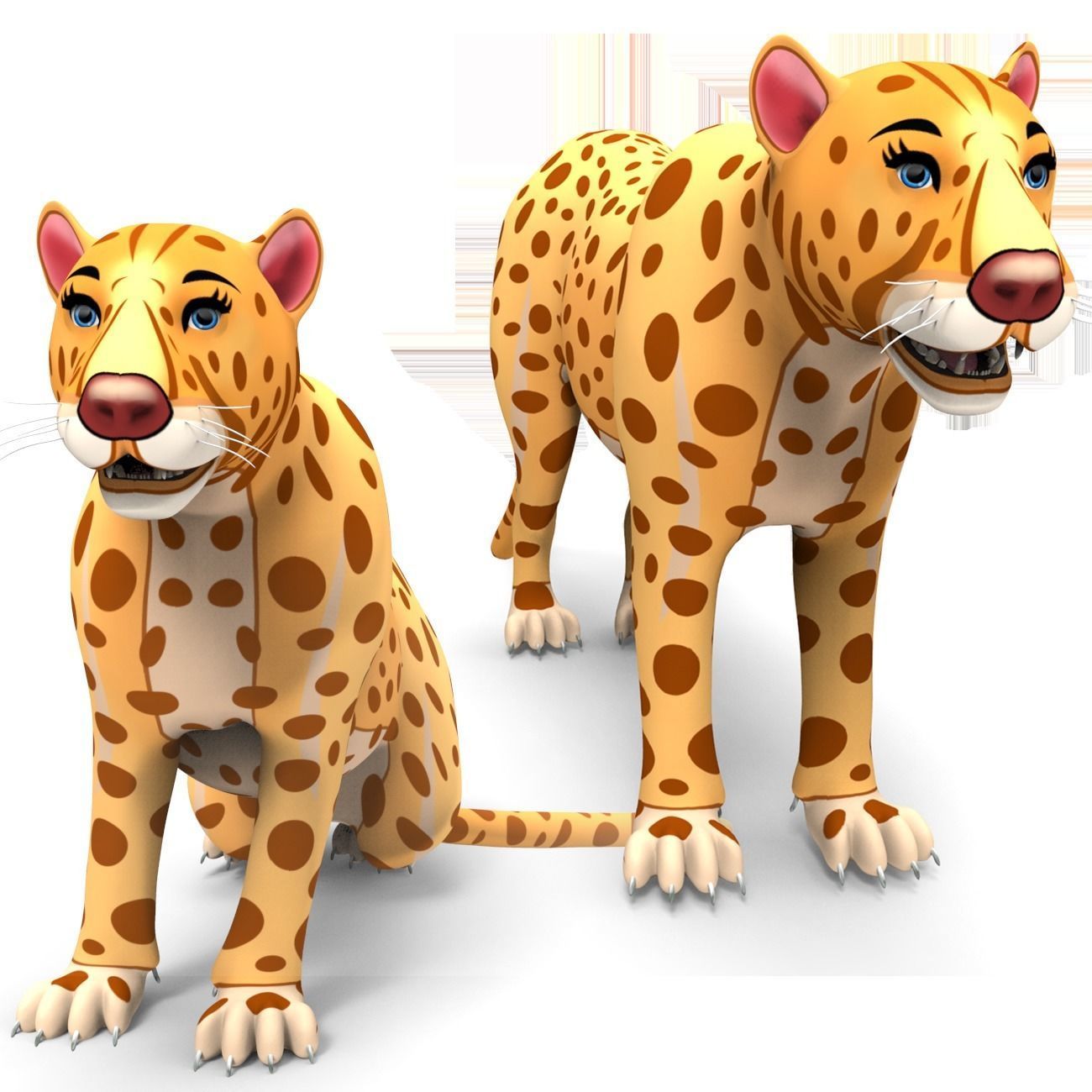 3D Rigged And Animated Cartoon Leopard