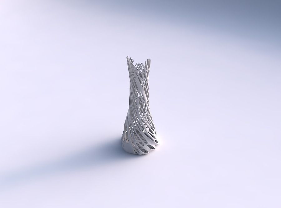 Vase twisted squeezed and bent hexagon 2 with cracked and twi... 3D print model