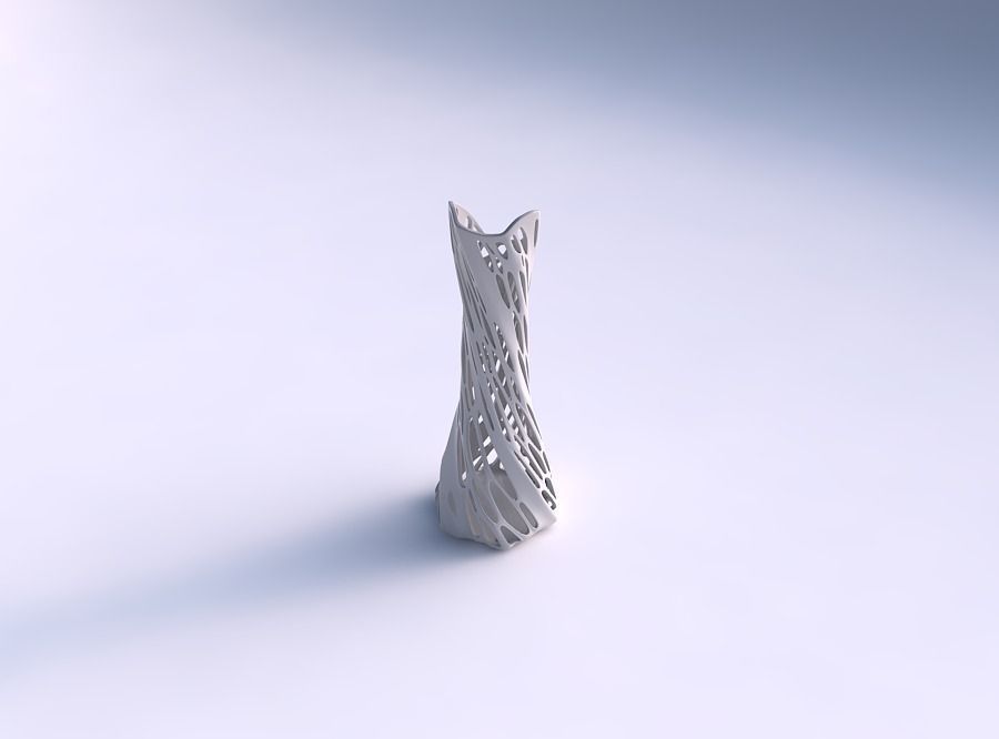 Vase twisted squeezed and bent hexagon 2 with organic lattice... 3D print model
