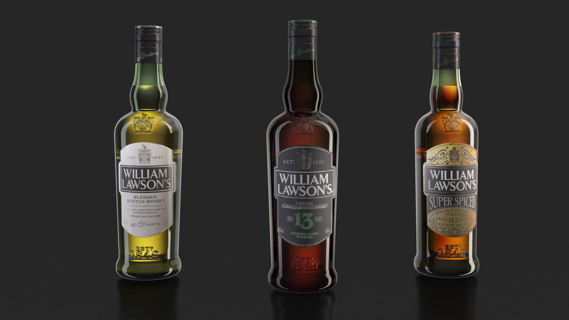 William Lawsons 13 Super Spiced whisky bottles 3D model | CGTrader