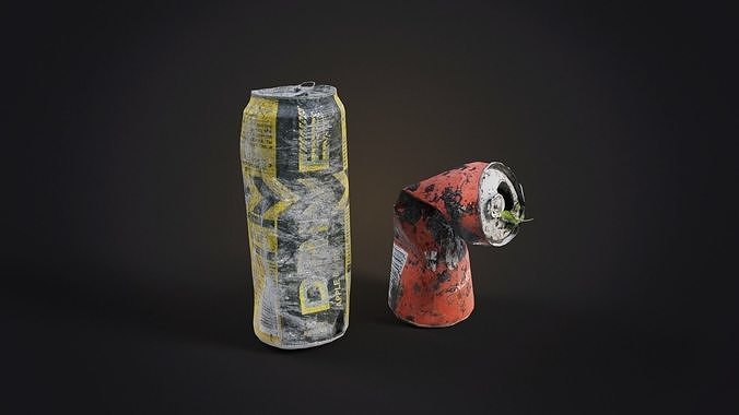 Damaged energy drinks Low-poly 3D model